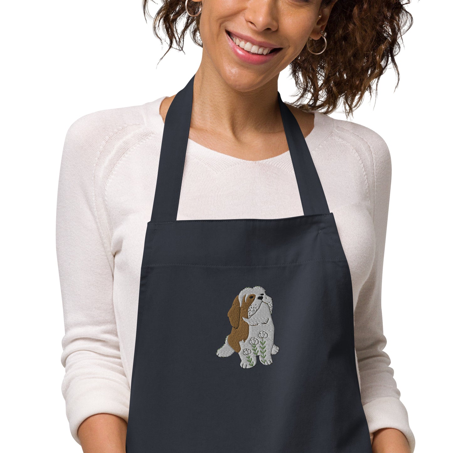 Scandinavian Shih Tzu Embroidered Organic cotton apron