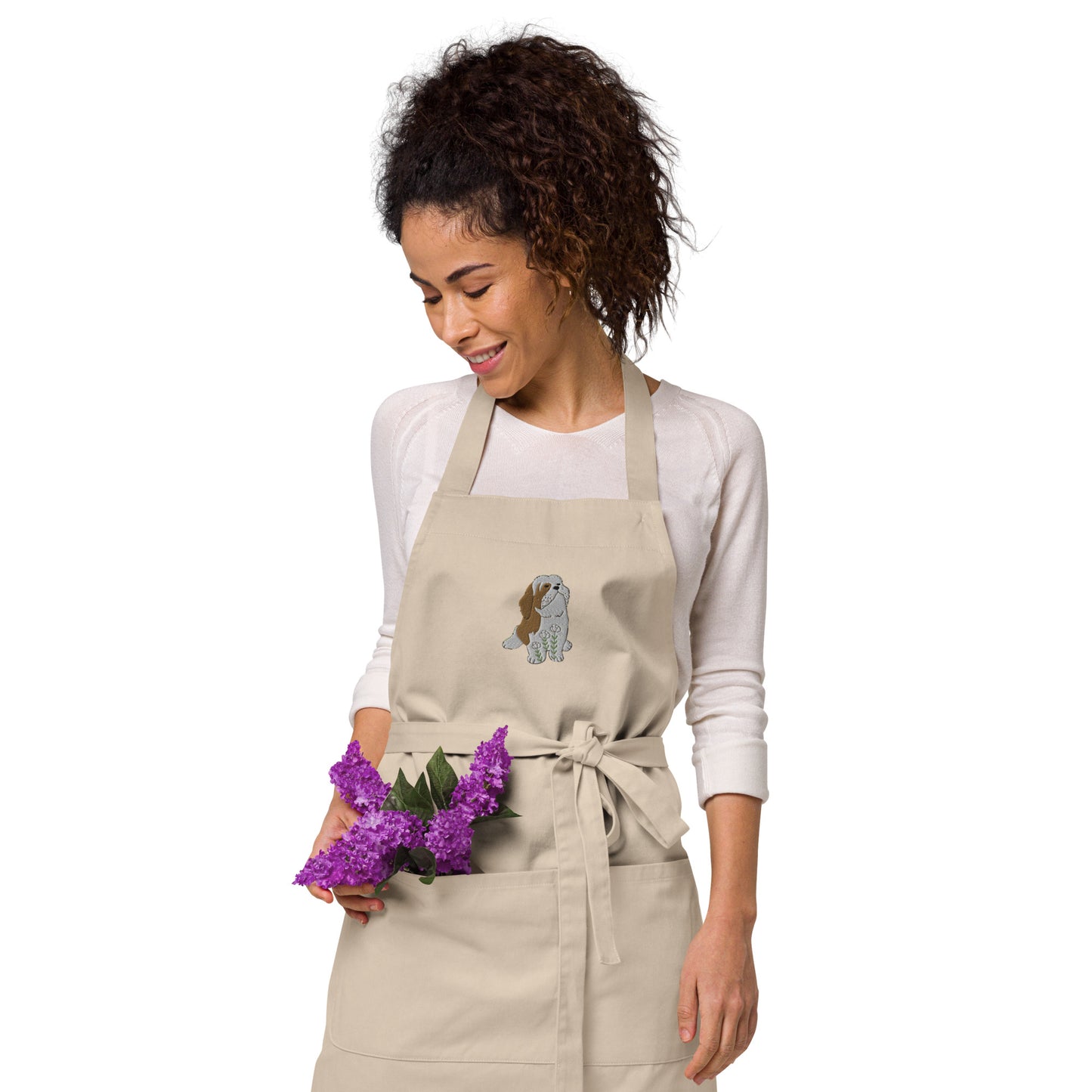 Scandinavian Shih Tzu Embroidered Organic cotton apron