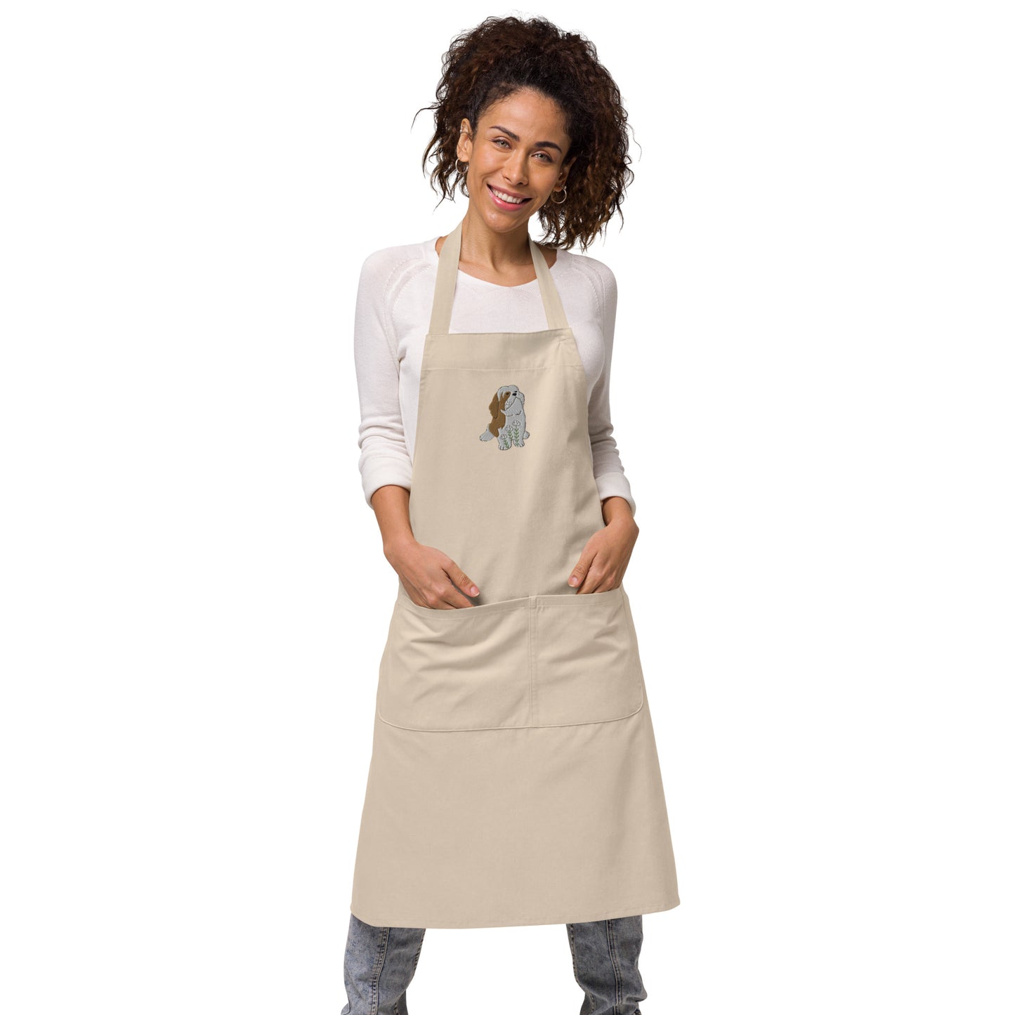 Scandinavian Shih Tzu Embroidered Organic cotton apron