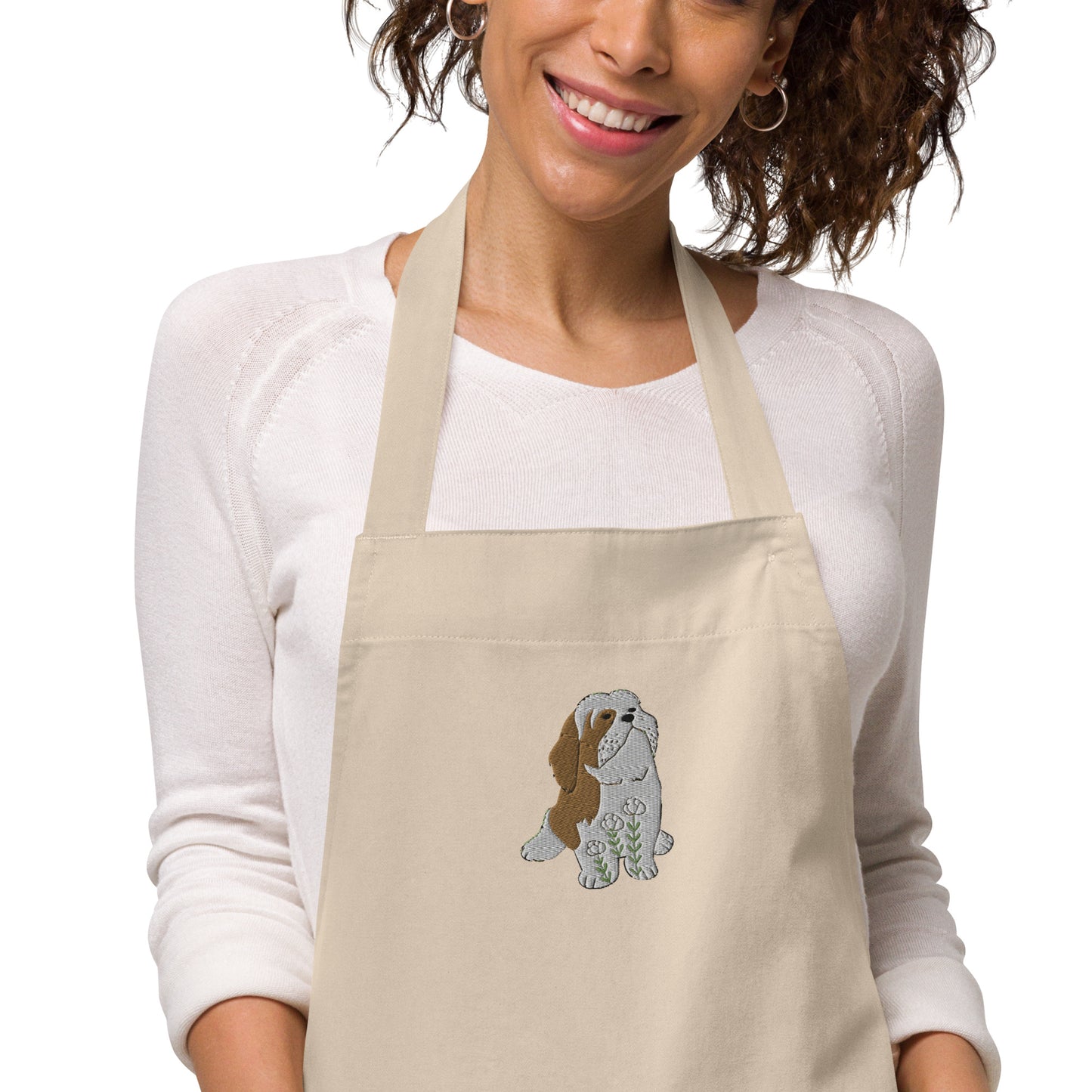 Scandinavian Shih Tzu Embroidered Organic cotton apron