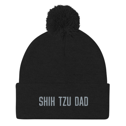 Shih Tzu Dad Embroidered Pom-Pom Beanie