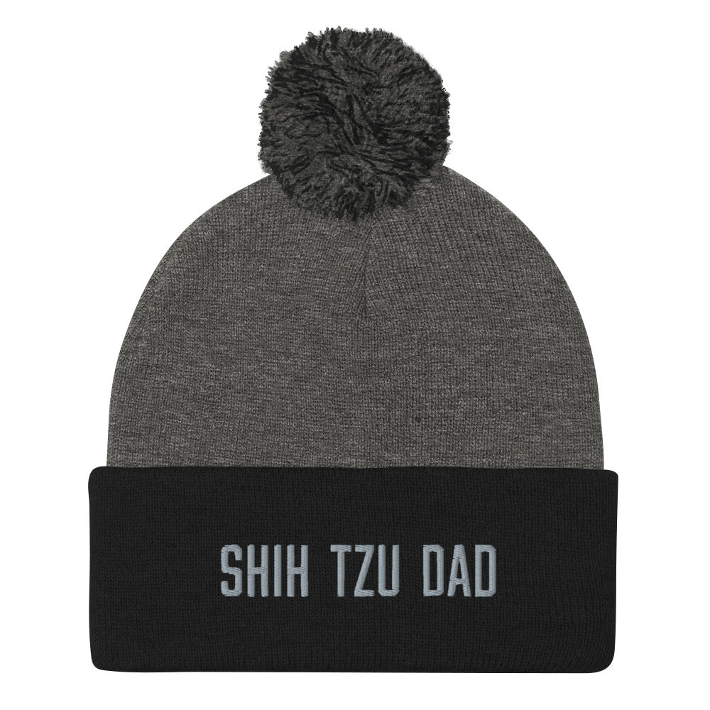 Shih Tzu Dad Embroidered Pom-Pom Beanie