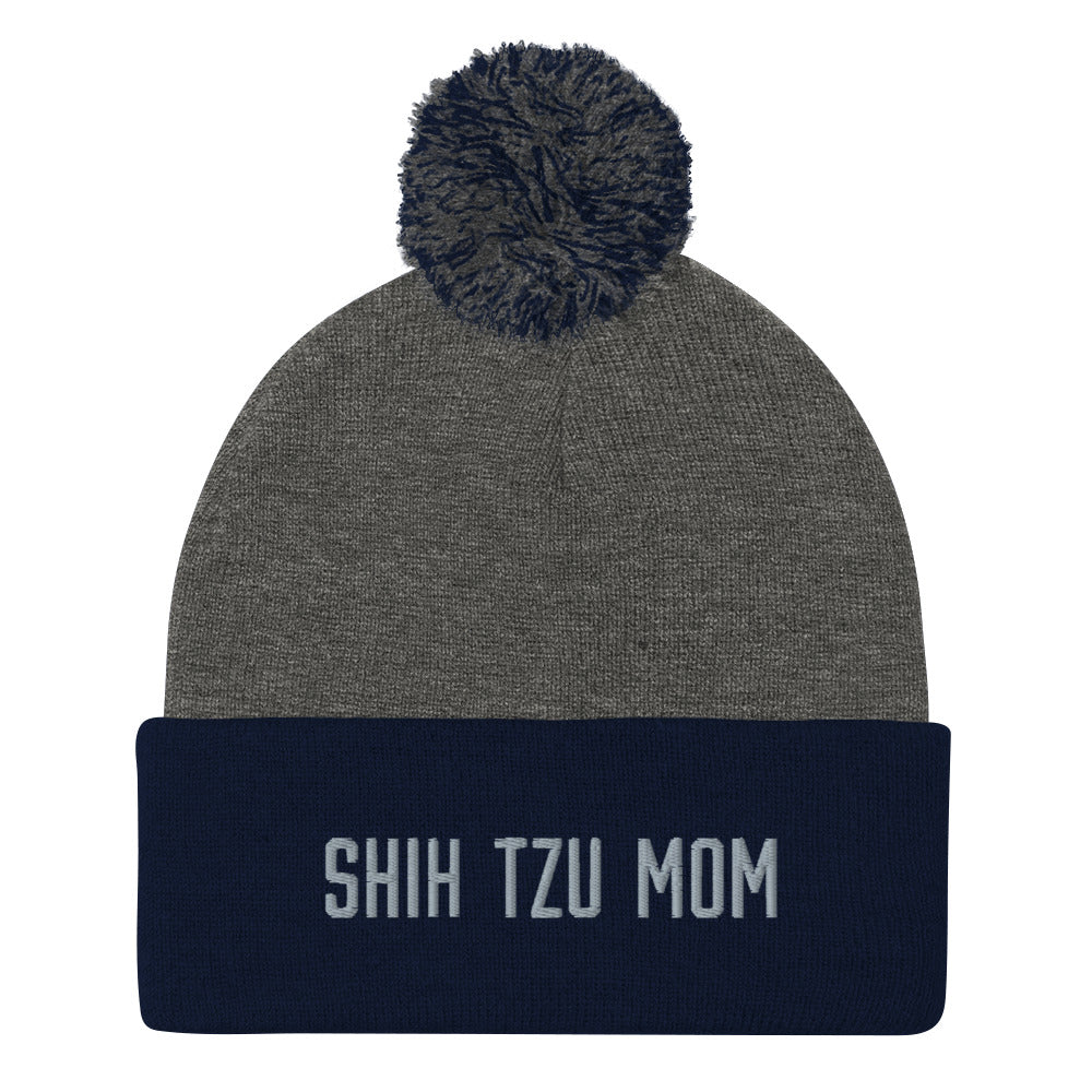 Shih Tzu Mom Embroidered Pom-Pom Beanie