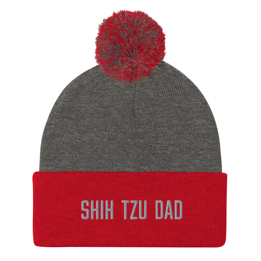 Shih Tzu Dad Embroidered Pom-Pom Beanie