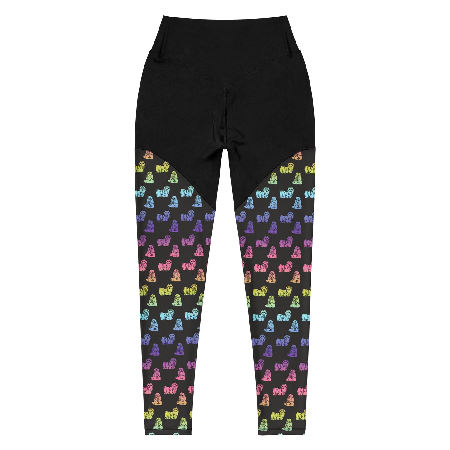 Rainbow Shih Tzu Design Compression Sports Leggings