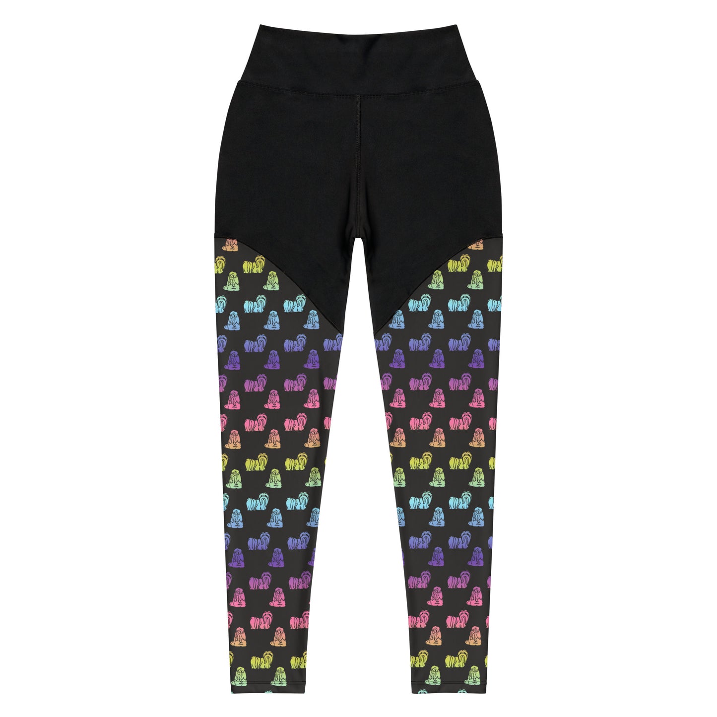 Rainbow Shih Tzu Design Compression Sports Leggings