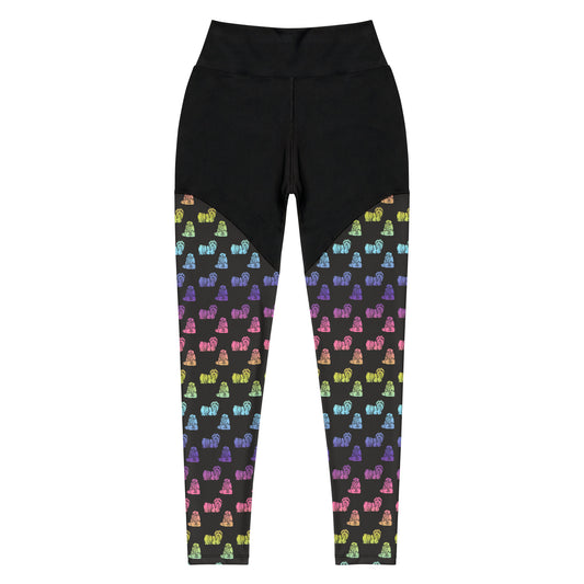 Rainbow Shih Tzu Design Compression Sports Leggings