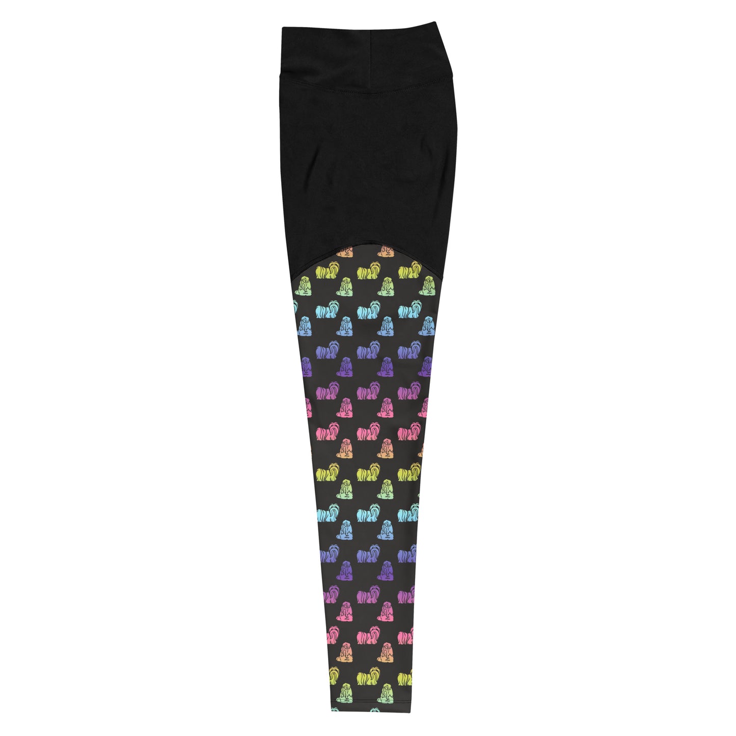 Rainbow Shih Tzu Design Compression Sports Leggings