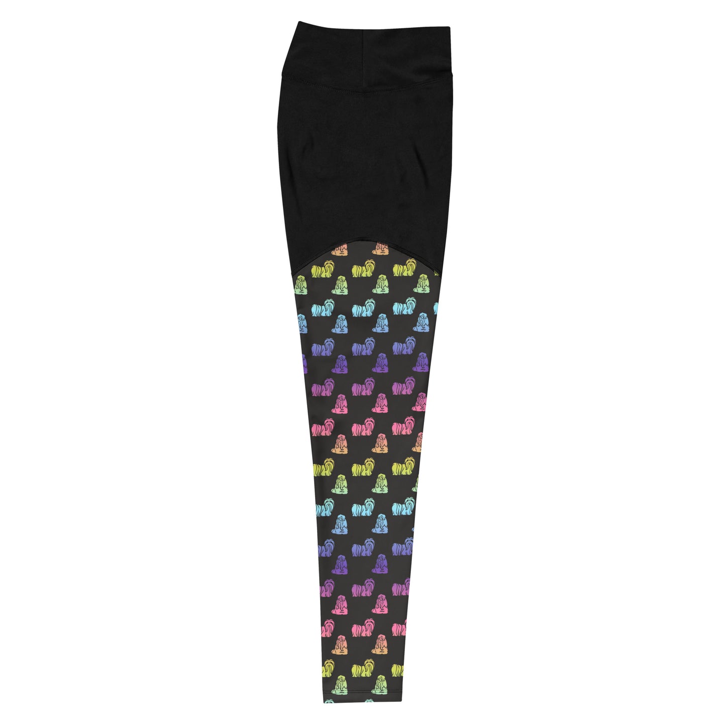 Rainbow Shih Tzu Design Compression Sports Leggings