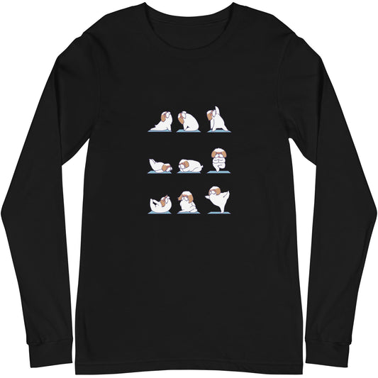 Shih Tzu Doing Yoga Unisex Long Sleeve Tee