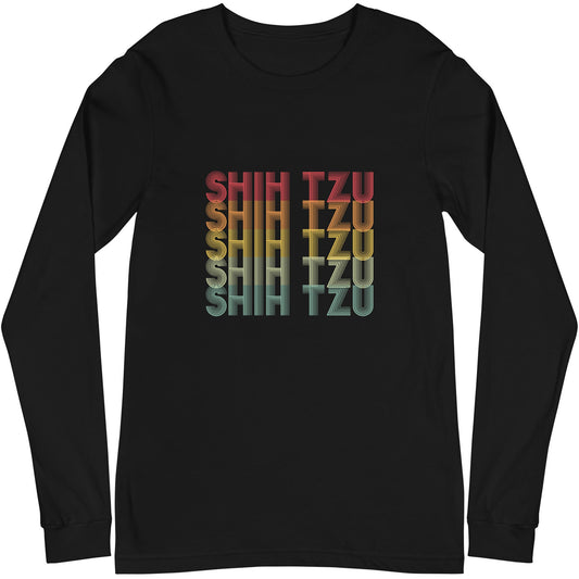 Shih Tzu Typographical Retro Unisex Long Sleeve Tee