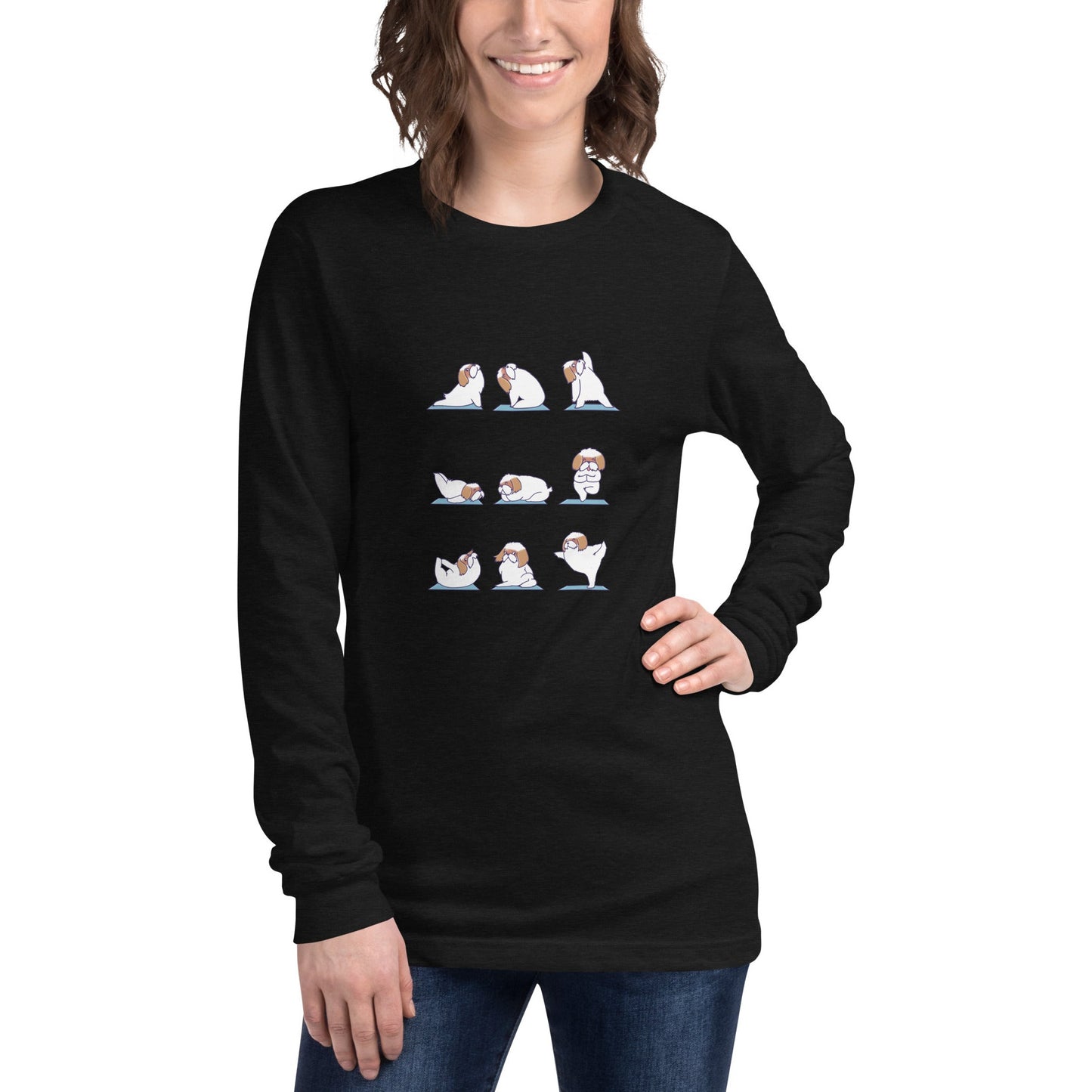 Shih Tzu Doing Yoga Unisex Long Sleeve Tee