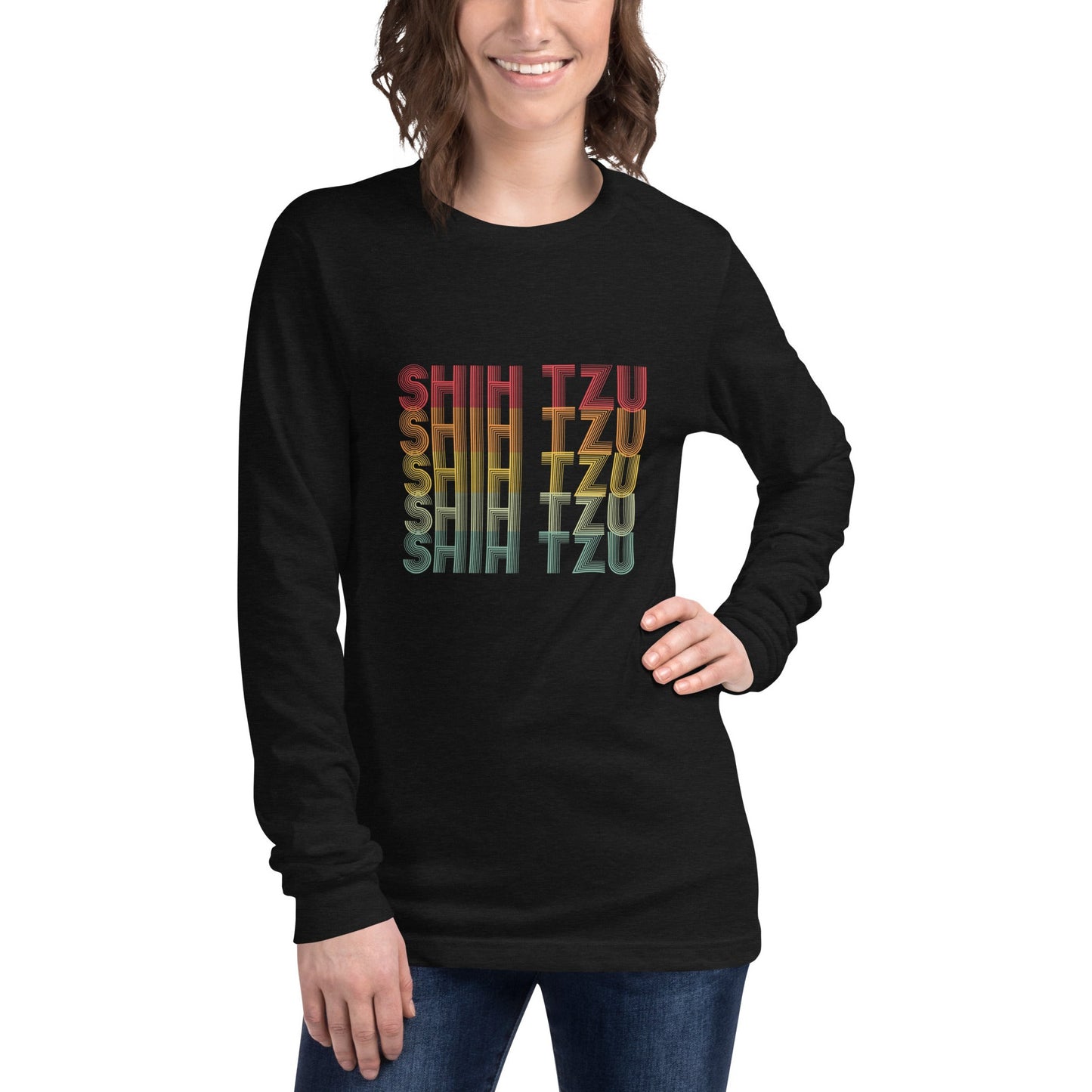 Shih Tzu Typographical Retro Unisex Long Sleeve Tee