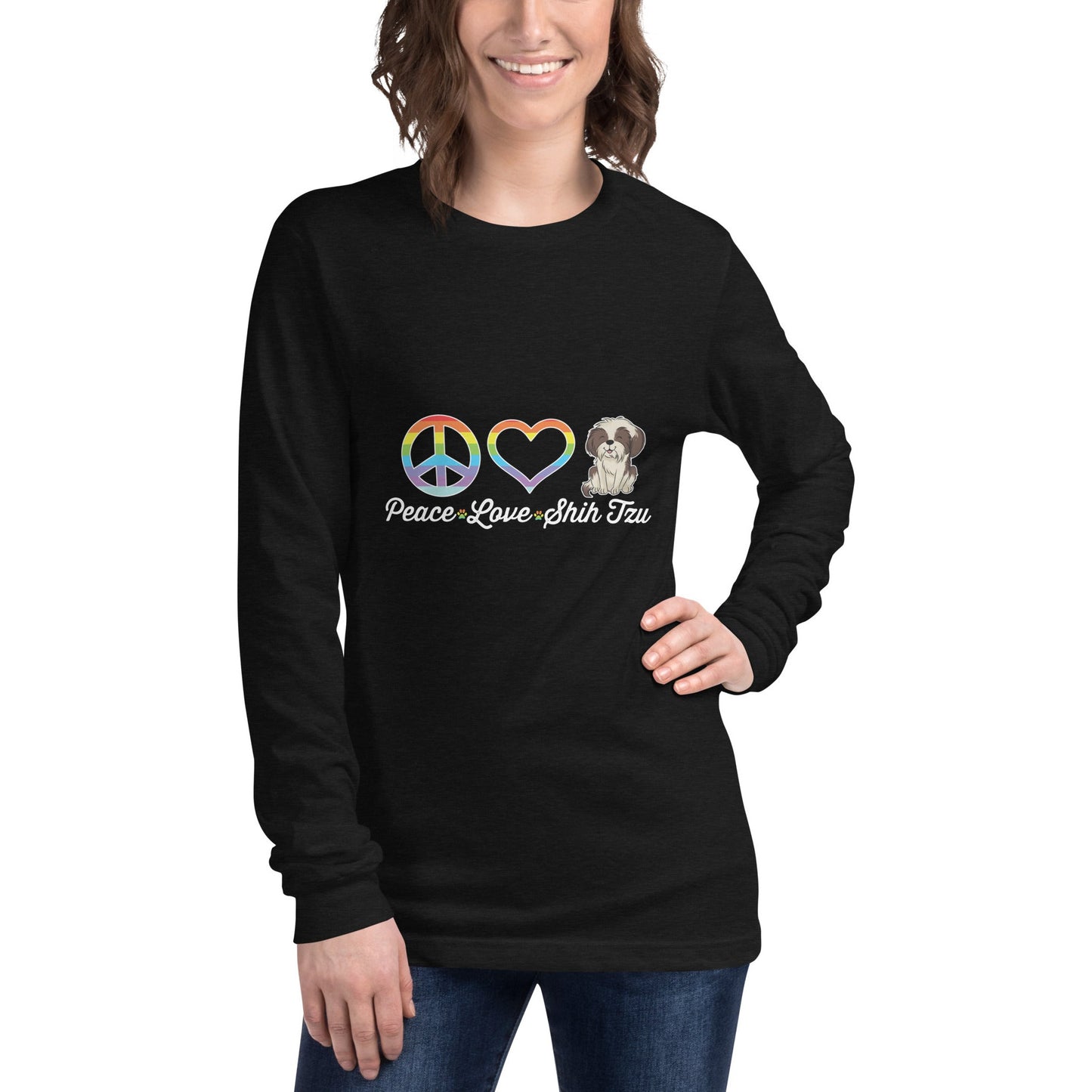 Peace, Love, Shih Tzu Unisex Long Sleeve Tee