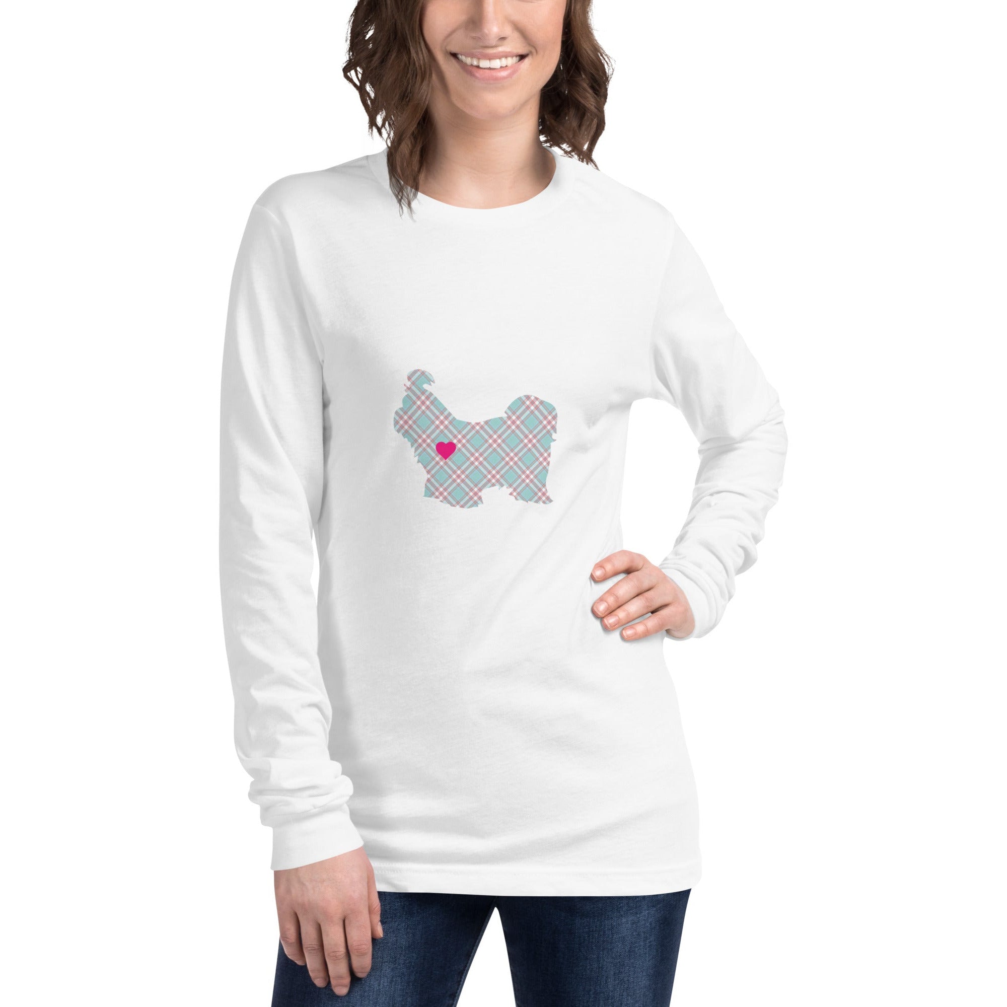 Tartan Plaid Shih Tzu Unisex Long Sleeve Tee