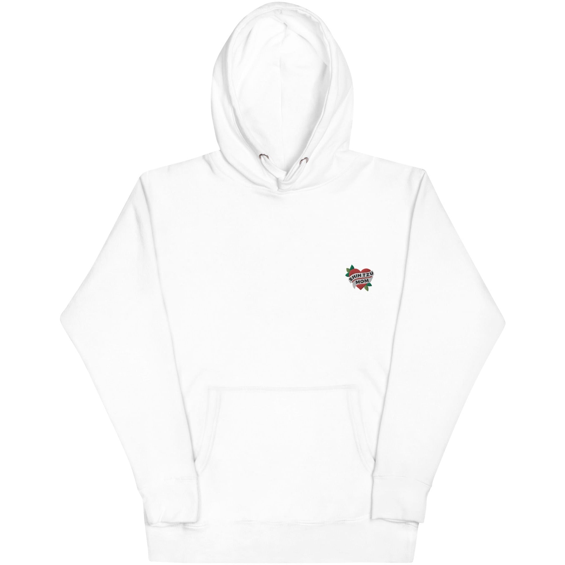 Shih Tzu Mom Tattooed Heart Embroidered Hoodie