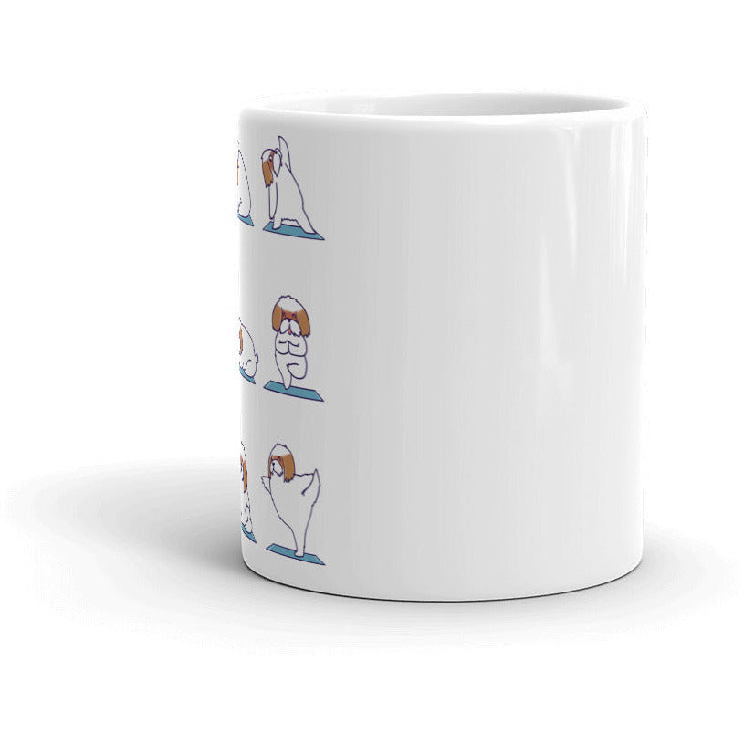 Shih Tzu Doing Yoga White glossy mug