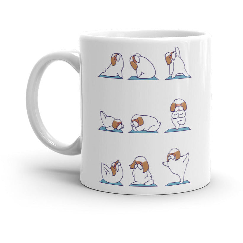 Shih Tzu Doing Yoga White glossy mug