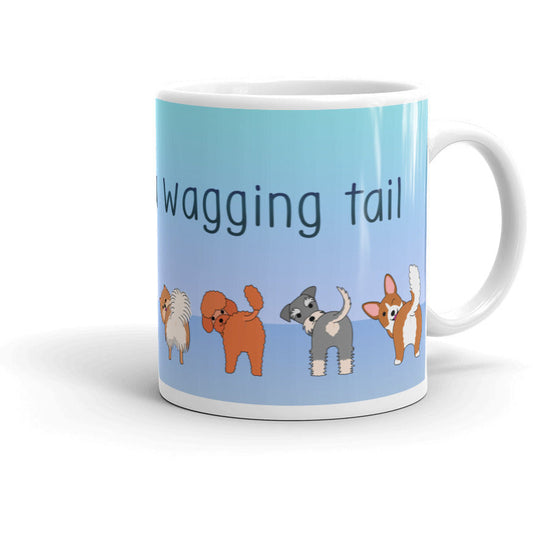 Happiness is a Wagging Tail White glossy mug