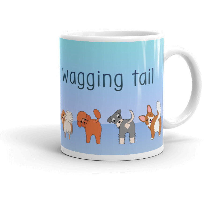 Happiness is a Wagging Tail White glossy mug