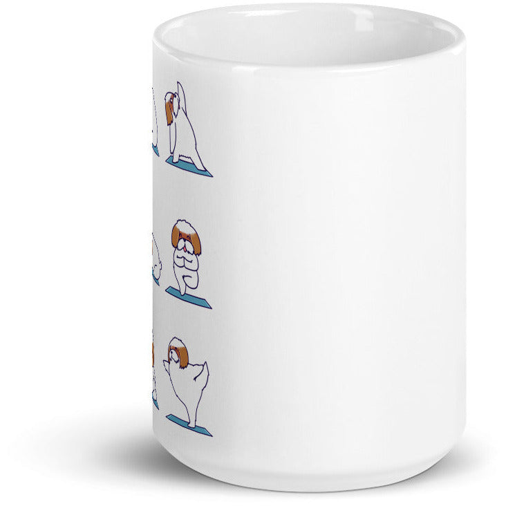 Shih Tzu Doing Yoga White glossy mug