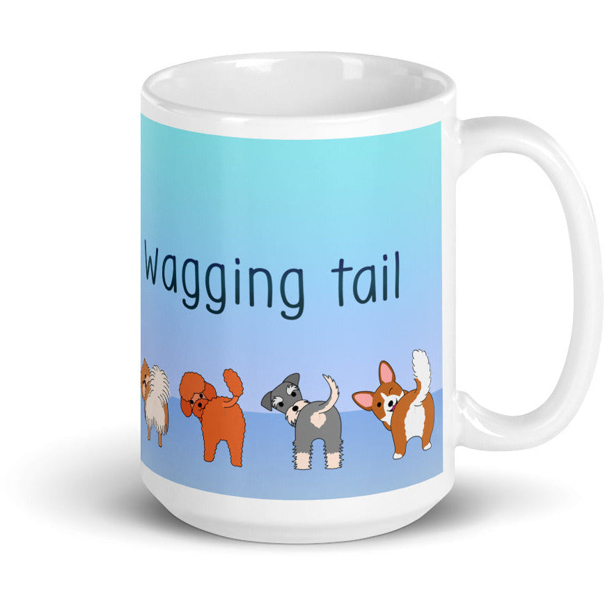 Happiness is a Wagging Tail White glossy mug