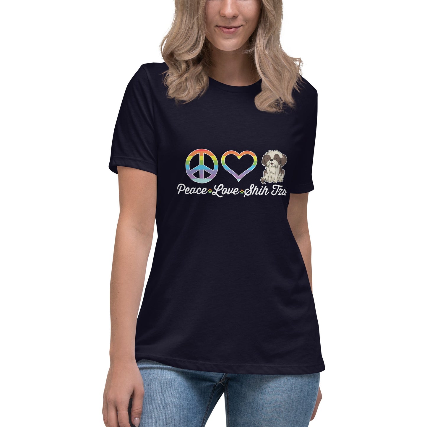 Peace Love Shih Tzu Women's Relaxed T-Shirt