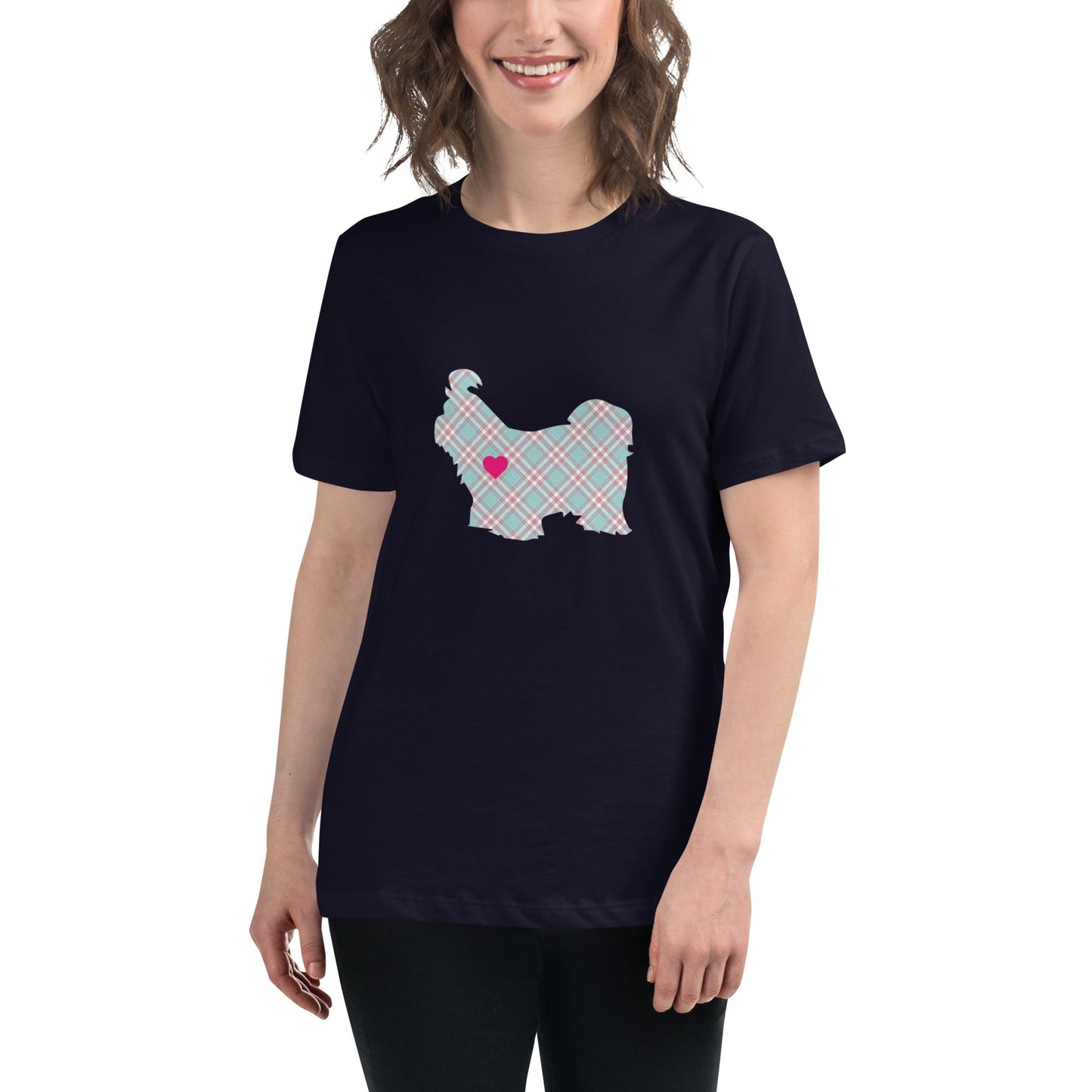 Shih Tzu Tartan Design Women's Relaxed T-Shirt